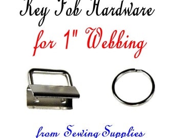 50 Sets - 1" - KEY FOB HARDWARE, 1 inch, Nickel Rectangular Top, 100 pieces