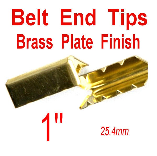 50 PIECES 1 inch Metal Belt End Tip BRASS Plate Finish