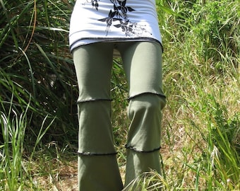 Yoga Pants, Yoga pants with skirt,Herban Devi, handmade,sexy yoga wear,green yoga pants,plus size,lounge wear,bellydance,hula hoop clothes