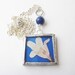 real flower necklace - white flower necklace - white and blue - pressed flower necklace -