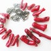 chunky coral necklace - statement - red bead - bib - fringe necklace - spike necklace