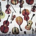 1 yard Music - large string instruments on ivory quilt fabric