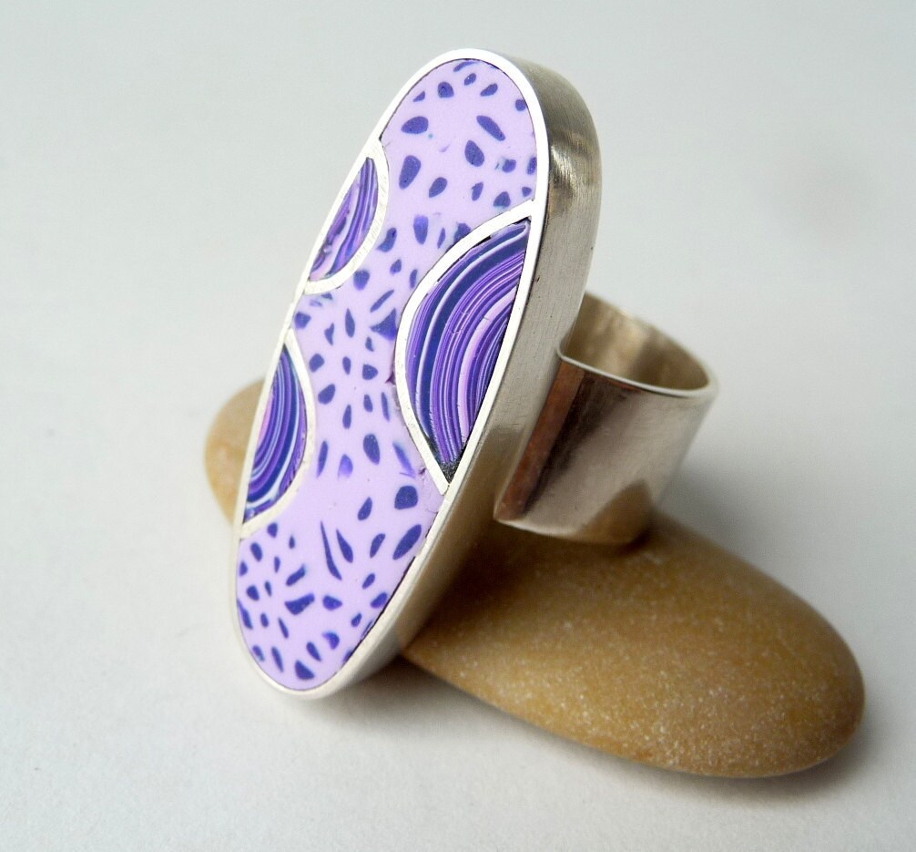 Polymer Clay Purple Sterling Silver Statement by PenelopeStern