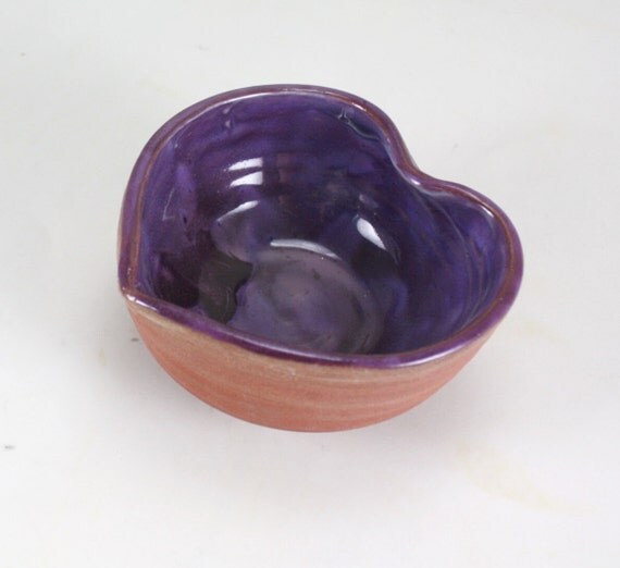 Heart Shaped Pottery Bowl Purple Heart