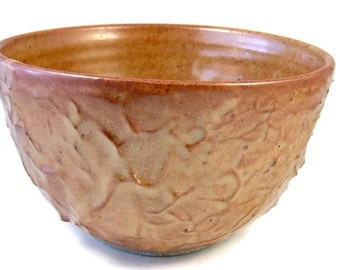 Gold Stoneware Bowl - Textured Bowl - Serving Bowl Holds one Quart - Handmade Ceramic Bowl - Wheel Thrown Clay Pottery - Ships Today