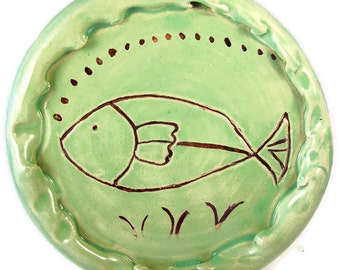 Serving Tray - Sushi Plate - Ceramic Platter - 24 Carat Gold Decoration - Wall Art - Wheel Thrown Stoneware Clay
