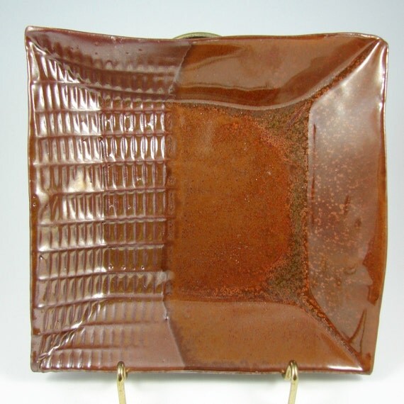 Square Ceramic Plate / Handmade Stoneware Dinnerware / Clay