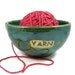 Ceramic Yarn Bowl - Large Green Crochet Holder - Handmade Stoneware Clay Pottery - Wheel Thrown - Ready to Ship