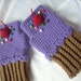 Ready To Ship Chocolate Purple Cupcake Mittens Crochet Fingerless Texting Gloves