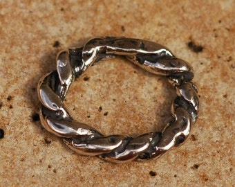 Rustic Artisan Flat Twisted Oval Link in Sterling Silver, L-25