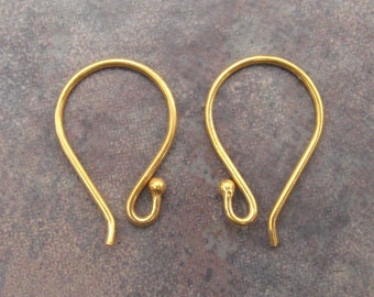 2 Bali Vermeil Earwires With Ball - 17mm x 11mm - Low Shipping