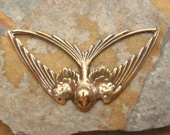 1 Trinity Brass Antique Gold Patina Diving Swallow, Connector, Link 41mm x 21mm