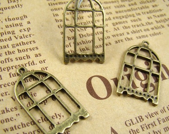 50% OFF SALE - 10pcs 24x16mm Antique Bronze Metal Birdcage Charm Pendant AB972