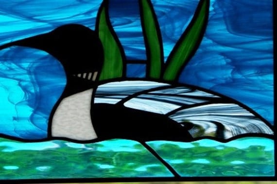 Handmade stained glass Loon by glassnwood on Etsy | Stained glass