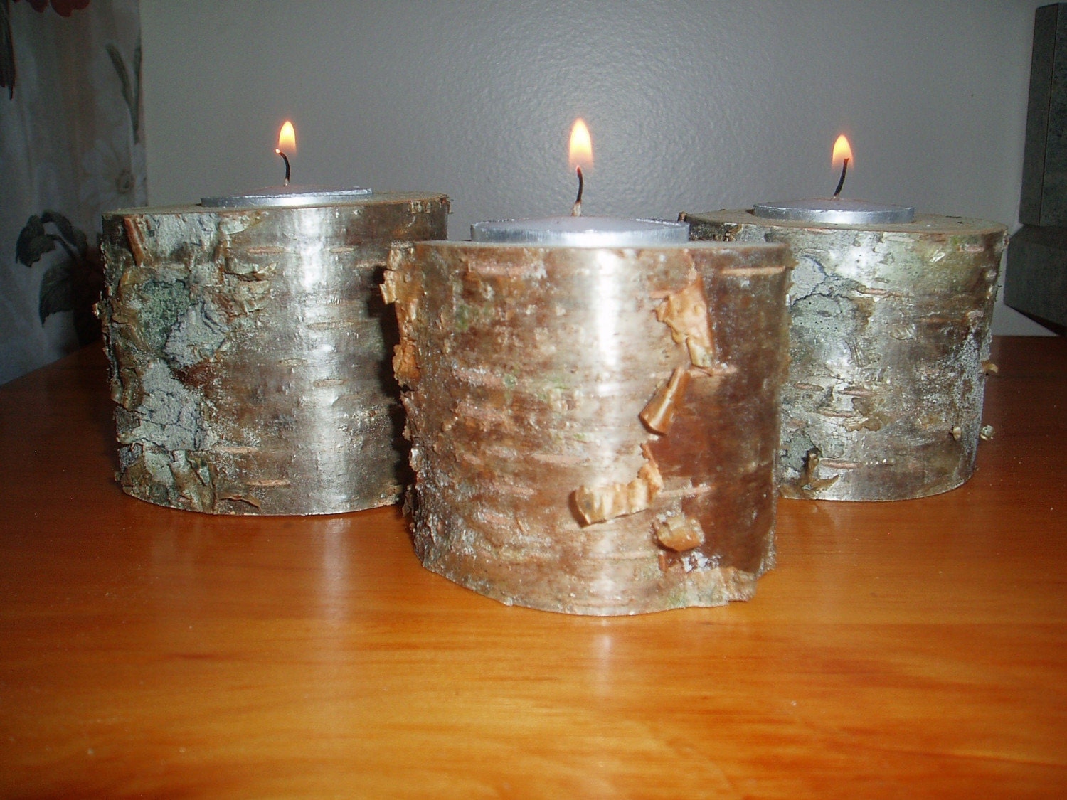 SET OF THREE BIRCH TREE CANDLE HOLDERS by MilliesPlace on Etsy