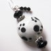 SALE Pawsitive - White with Black Pawprints Ceramic and Onyx Beaded Pendant on Sterling Silver Chain