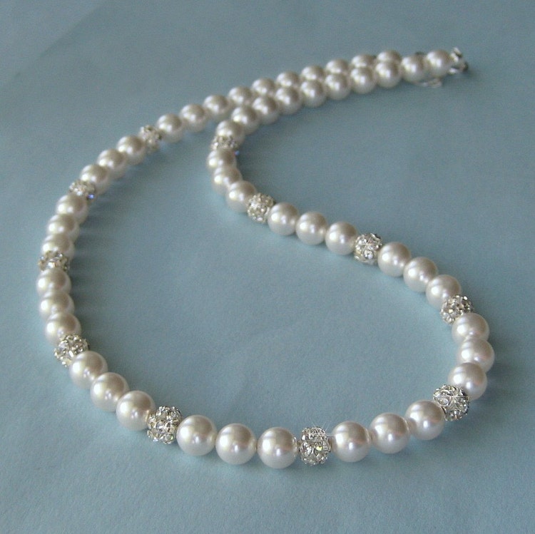 Pearl Necklace Bridal Necklace Classic Single by JaniceMarie