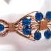 Dark Blue Faceted Beads Copper and Bronze Wire Wrapped Handmade Jewelry Bracelet