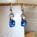 Royal Blue Crystal Earrings in Silver, Long Dangles