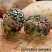 PEACOCK FEATHERS - Silver Sparkle Earring Pair - Set of 2 Handmade Lampwork Beads
