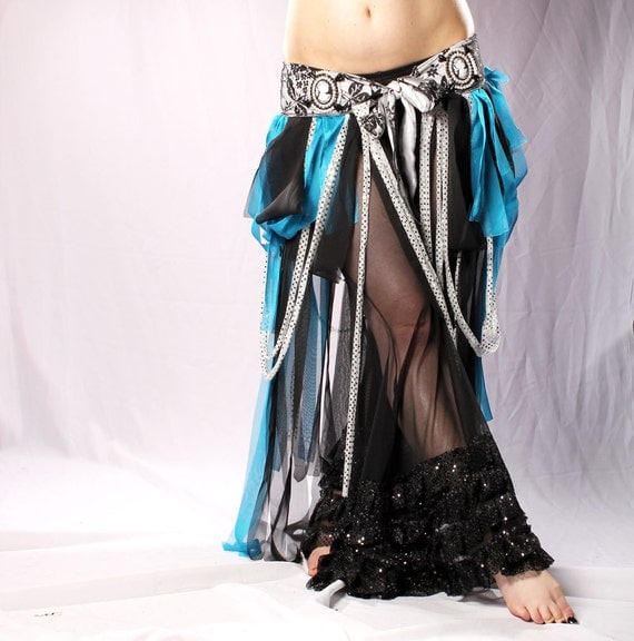 Wide Leg Pants Belly Dance sexy Black Sheer netting Gothic