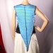 Sale. Carnival Stripe Vest Top Belly Dance, Long Pointy shrug Blue stretchy cotton shirt Bolero Gypsy Punk Pirate Pixie Fairy