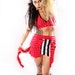 Carnival Mini Skirt, Red Furry Tail red black white Carnival Stripe, short skirt Anime Rocker Wild warrior One unique OOAK