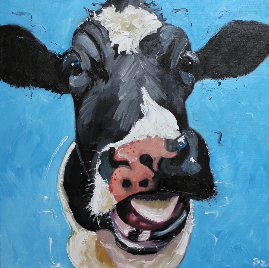 Print Cow 296 20x20 inch Print from oil painting by Roz