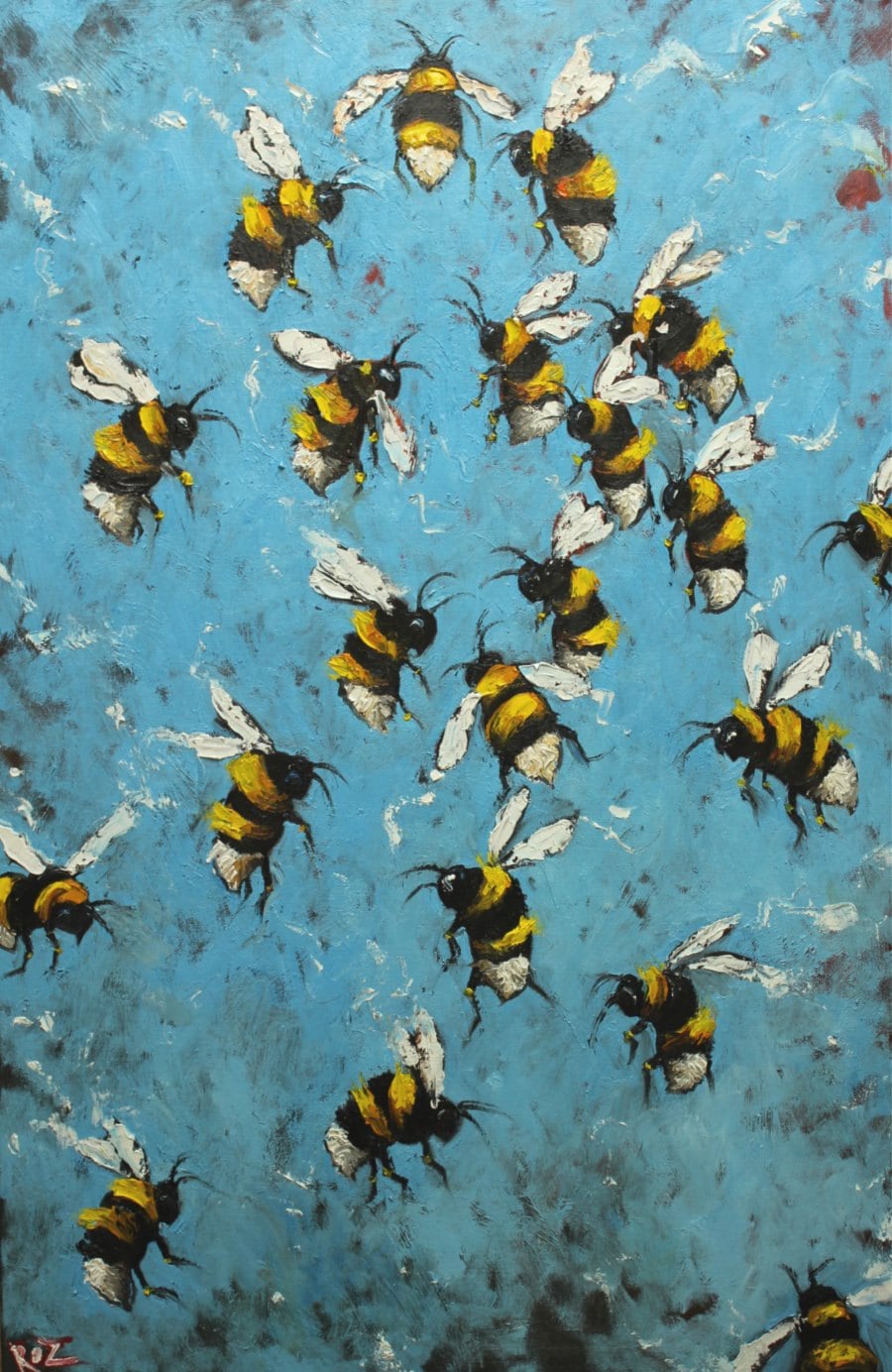 Bee painting 206 24x36 inch original oil painting by Roz