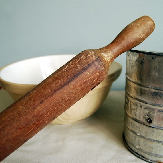 Vintage Rolling Pin Solid Wood Handmade Antique Early 1900s