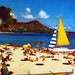 Waikiki Beach Vintage 1950s Hawaiian Postcard