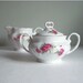 Vintage Cream and Sugar Bowl Set, Rosebud Red by Karolina / Favolina