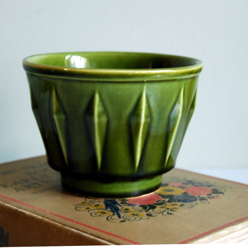 Vintage Morton Pottery Olive Green Planter