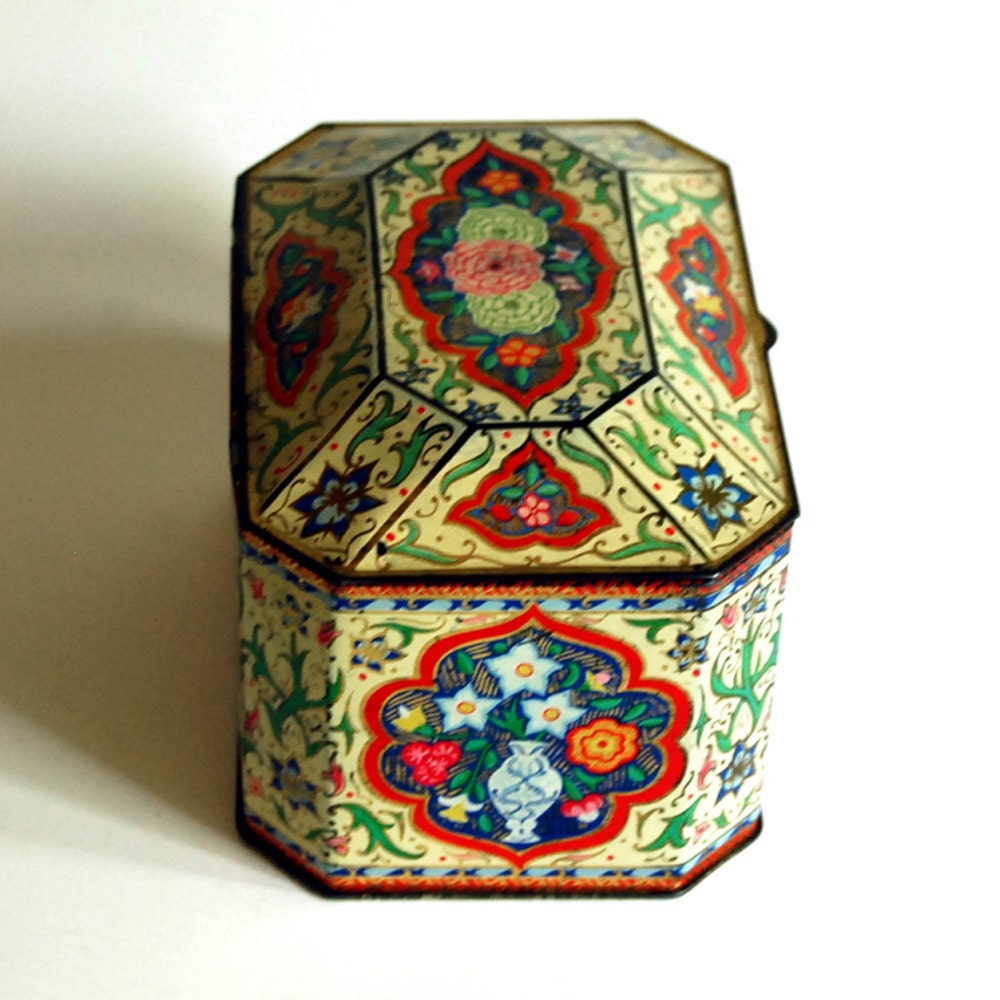 Vintage Floral Tin Box by Metal Box Company England
