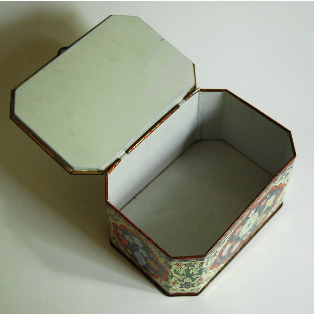 Vintage Floral Tin Box by Metal Box Company England