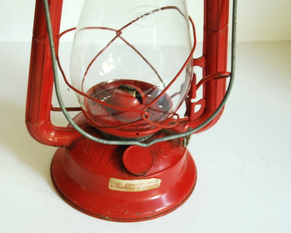 Vintage Lantern Red Kerosene Camping Lantern Dietz Junior No.