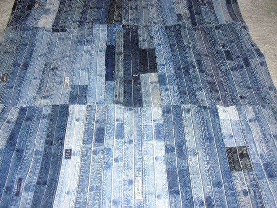 Recycled Blue Jean Quilt by jeanoligy on Etsy