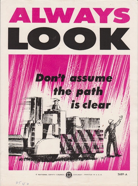 Vintage workplace safety poster 1960s national safety council
