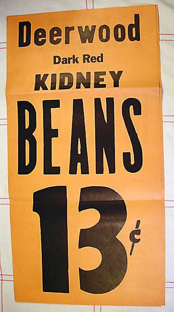 Vintage 50's Grocery Store Window Display Sign Poster