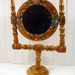 Vintage Vanity Makeup Mirror Floral Painted Wood Swivel Retro