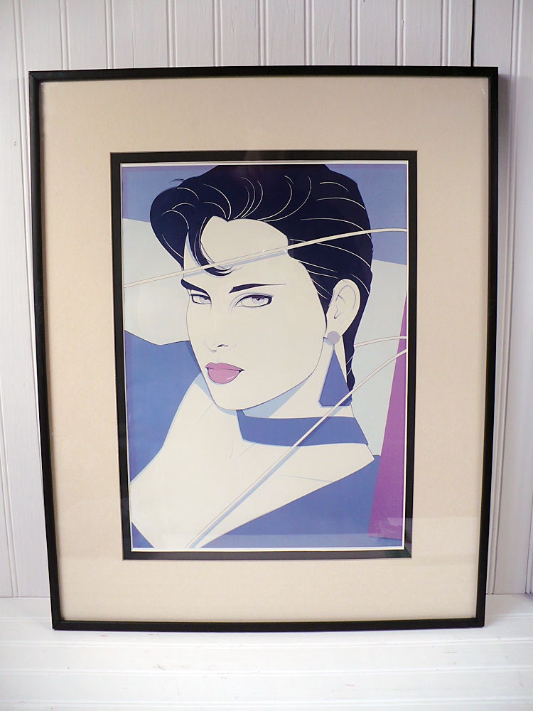 Vintage Patrick Nagel Calendar Print Framed 1990 Woman