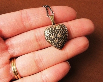 Forget Me Not - Tiny Heart Locket Necklace - The Perfect Stocking Stuffer - Mothers Day gift