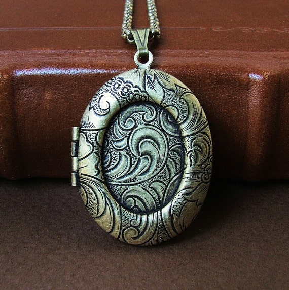 Oval Brass Locket-Tapestry Design-perfect for by DearestMine