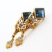 Art Deco Sapphire Earrings - Vintage Blue Crystal Rhinestone Gold Pierced Earrings Art Nouveau Hollywood Regency Bridal Jewelry Wedding