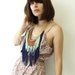 Three Layer Fringe Necklace - Navy, Celery, Copper