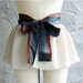 Chiffon Peplum - Mini Ruffle Belt - Taupe Chiffon with Striped belt - LAST ONE - Size L