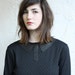Jean Top - Cotton Spandex Jersey with Leather Faux Collar - Size M - Last One
