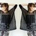 Box T - Black Modern Circles Lace, bamboo/spandex sleeves - One Size - LAST ONE