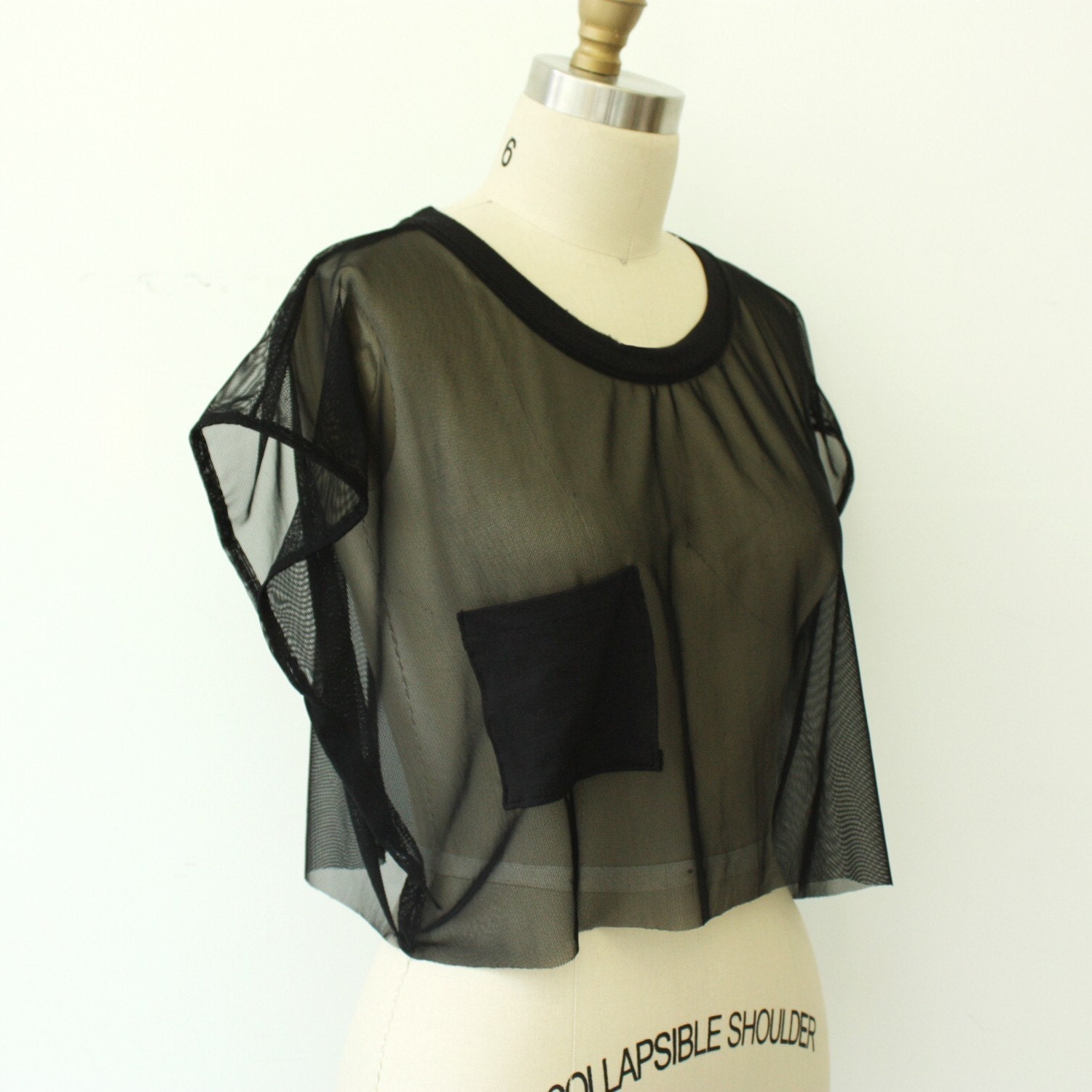 Cropped T shirt Black Mesh