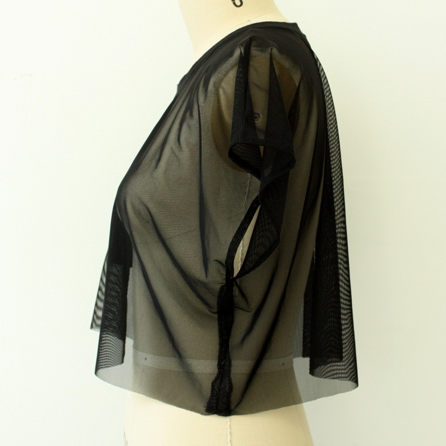 Cropped T shirt Black Mesh